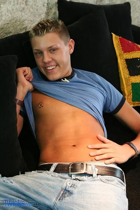 Twink Strips Naked and Strokes His Hard Cock – photo 2 of 21