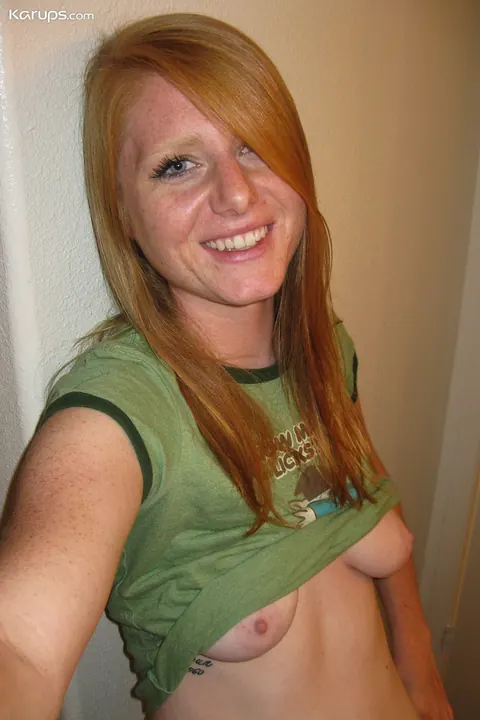 Pale Redhead with Big Tits Reveals Her Body in the Mirror – photo 17 of 20