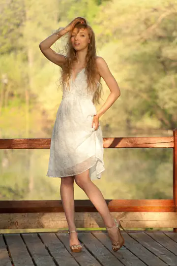 PAWG Blonde in High Heels Spreads Outdoors