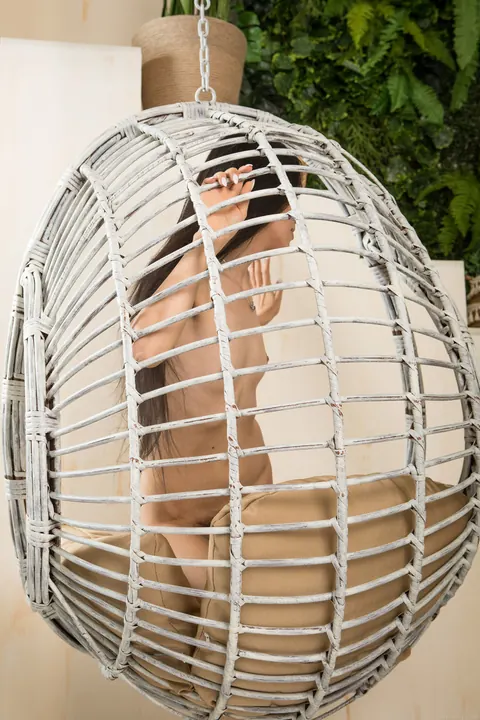 Slim Brunette PAWG Spreads Her Hairy Pussy on a Swing – photo 12 of 21