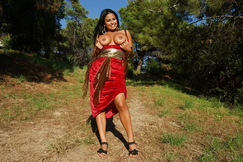 Thick Latina MILF Strips Out of Her Red Dress Outdoors – photo 8 of 16