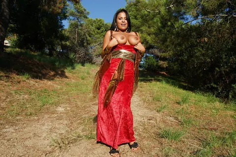 Thick Latina MILF Strips Out of Her Red Dress Outdoors – photo 3 of 16