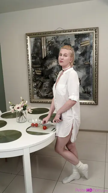 Petite European Blonde Kisses Her Man Before Sex