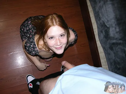 Harper Red: Natural Redhead Strips for Her First Show and Gives a Handjob – photo 3 of 16