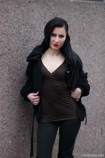 Slim Tall Black-Haired Babe Sucks Cock and Takes It Doggy Style and Anal