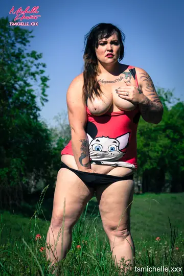 Curvy Trans Woman Strips Nude in a Forest Meadow