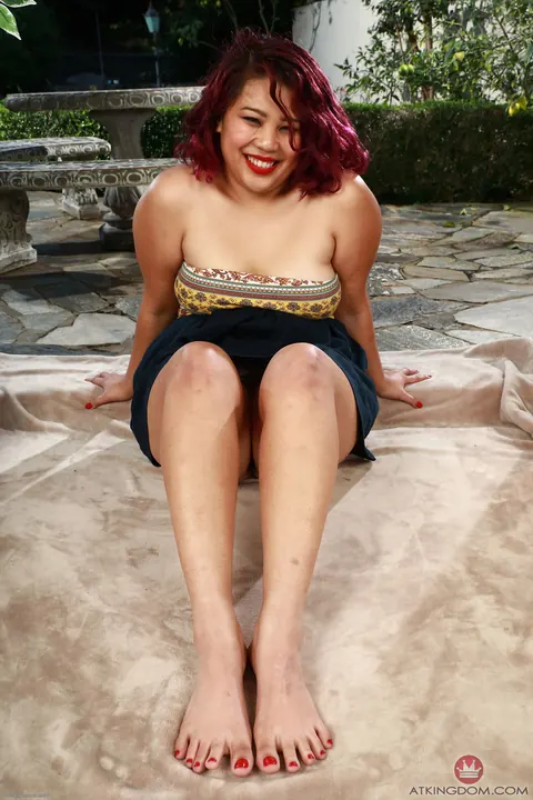Asian BBW Redhead Spreads Her Hairy Pussy and Shows Her Feet – photo 1 of 21