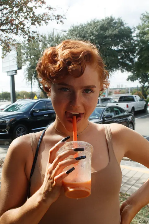 Dabney Conrad: Thick Redhead Flashes Her Tits and Ass Outdoors in Glasses – photo 6 of 12