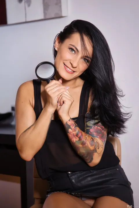 Lexi Dona: Slim Czech Brunette Lifts Her Skirt for Dildo Play – photo 1 of 21