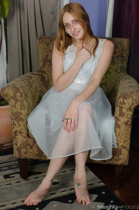 Rococo Royalle: Redhead Undresses, Rubs Her Hairy Pussy and Spreads Wide – photo 1 of 21
