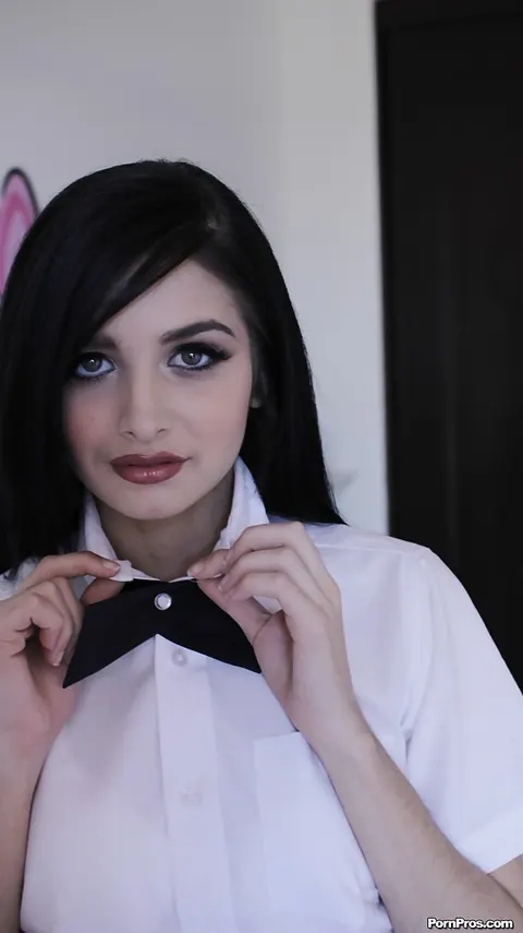 Zoey Kush: Brunette in Uniform and Socks Undresses and Spreads Her Pussy – photo 11 of 16
