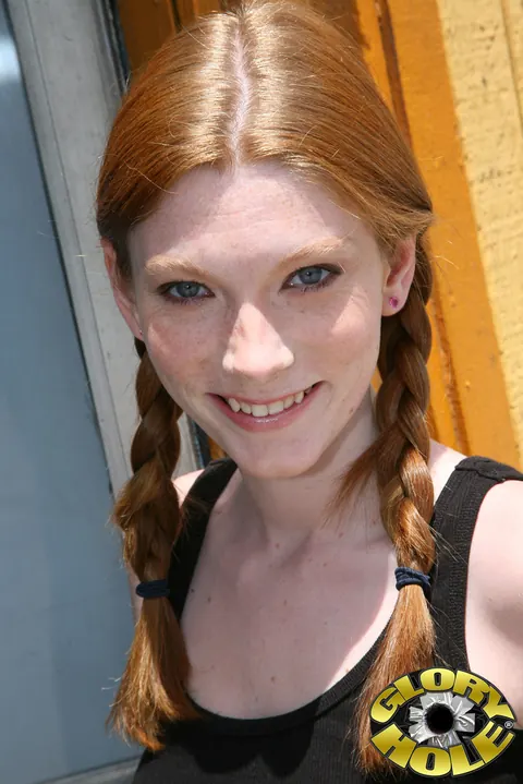 Amelia Rose: Slim Redhead in Panties Sucks BBC at Gloryhole – photo 1 of 20