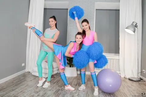 Evelina Darling: Brunettes in Yoga Pants Share a Dildo and Anal Play in a Threesome – photo 1 of 15