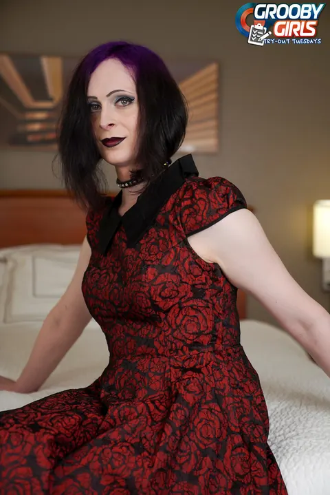 Tall Trans Woman in a Dress Spreads and Shows Cock – photo 3 of 16