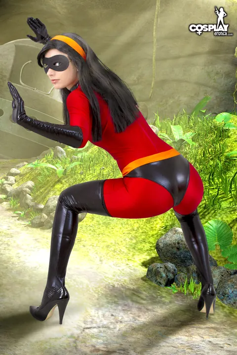 Brunette in Stockings and Costume Spreads Her Pussy – photo 8 of 12