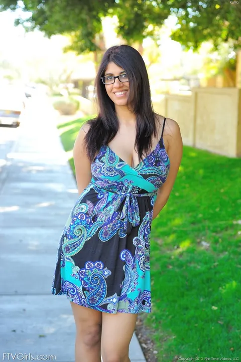 Kalila Kane: Asian Brunette with Big Tits and Glasses Uses a Dildo Outdoors – photo 1 of 16