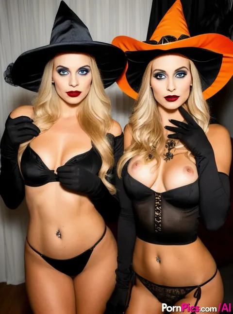Curly Woman Pulls Her Top Down to Reveal Her Big Tits in AI Halloween Images – photo 10 of 10