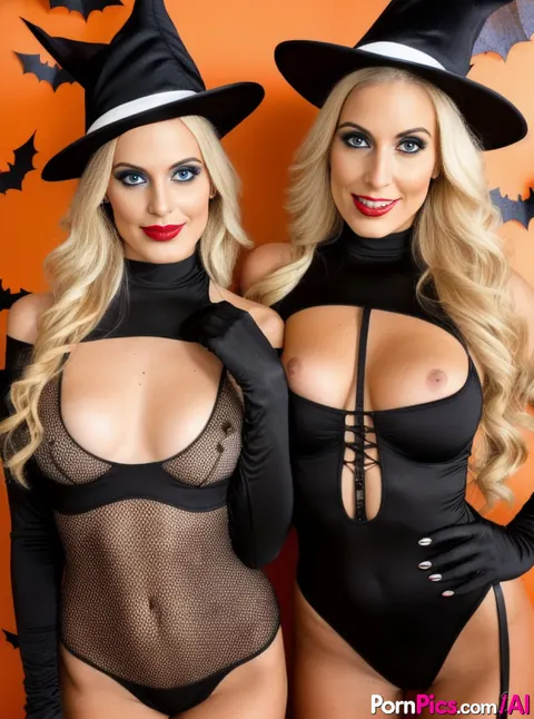 Curly Woman Pulls Her Top Down to Reveal Her Big Tits in AI Halloween Images – photo 9 of 10