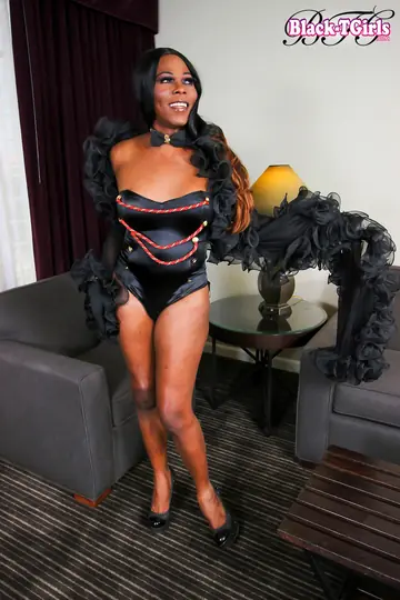 Tall Ebony Trans Woman Poses Nude in High Heels