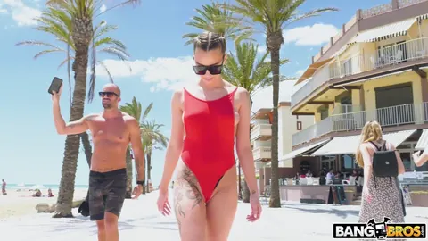 Lya Missy: Blonde PAWG in a Red Bodysuit Takes Anal on the Beach – photo 4 of 21