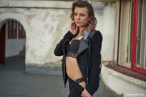 Casie Smith: Slim Brunette Flaunts Her Ass in Pantyhose and Heels Outdoors – photo 14 of 16