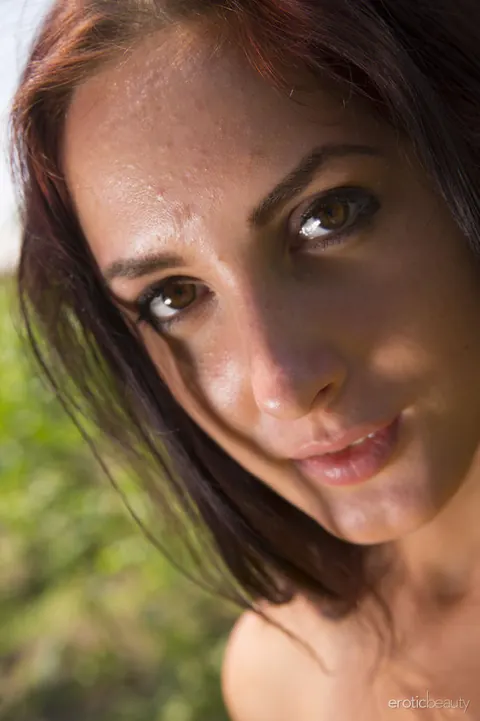 Angel Dark: Brunette with Natural Tits Spreads Her Legs and Poses Nude Outdoors – photo 3 of 16