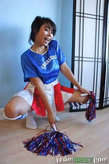 May Lee – Asian Brunette in a Bikini and Uniform Sucks and Fucks Outdoors