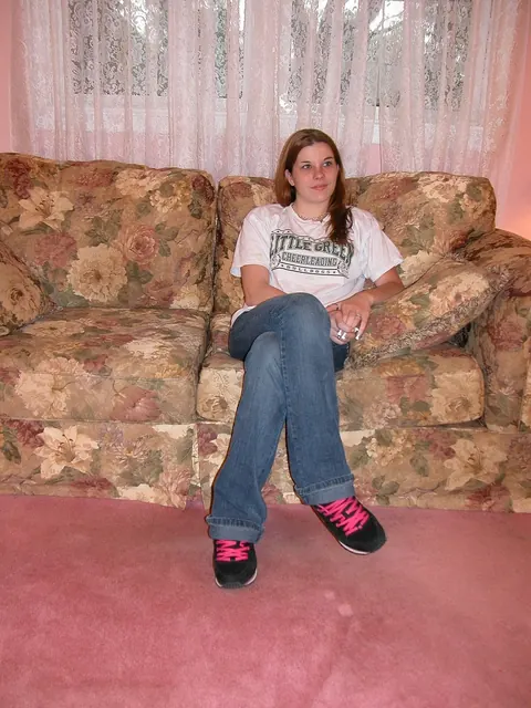 Amateur Strips Out of Her Jeans and Spreads Her Shaved Pussy – photo 2 of 21