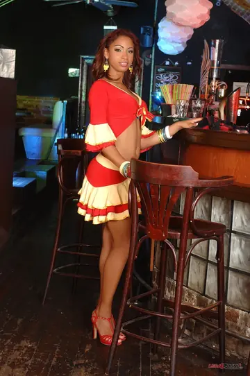 Latina Redhead with Natural Tits Takes DP and a Facial in Heels