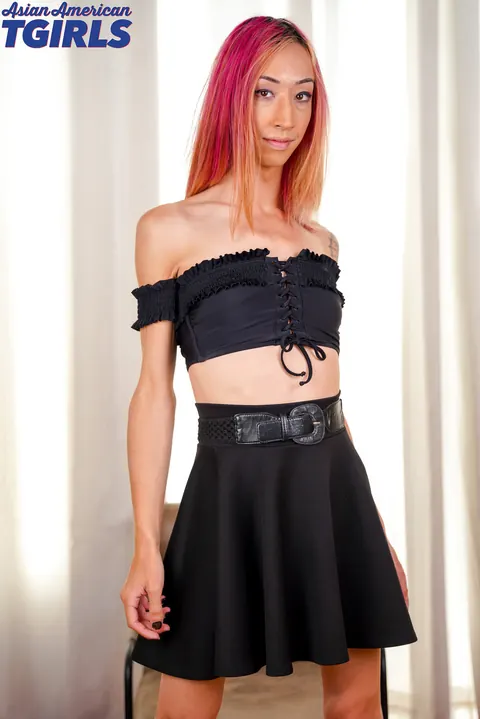 Asian Trans Redhead Undresses and Poses Nude – photo 2 of 16