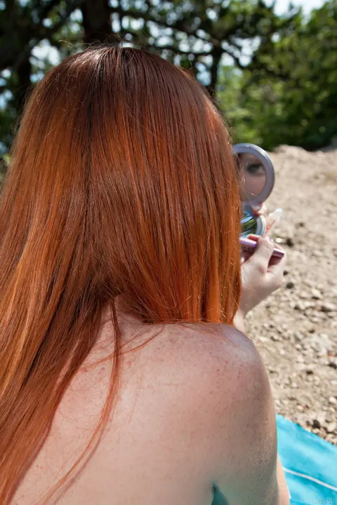 Sindi B: Pale Redhead PAWG Poses in Panties Under a Tree Outdoors – photo 3 of 21