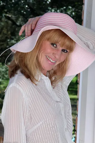 Thick Blonde MILF Undresses and Spreads Outdoors