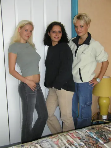 Busty Short-Haired Blondes Face-Sit and Lick Pussy in Jeans