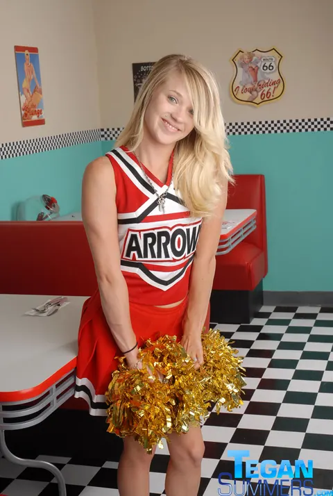 Tegan Summers: Blonde Models Her Uniform Skirt in a Non-Nude Set – photo 1 of 15
