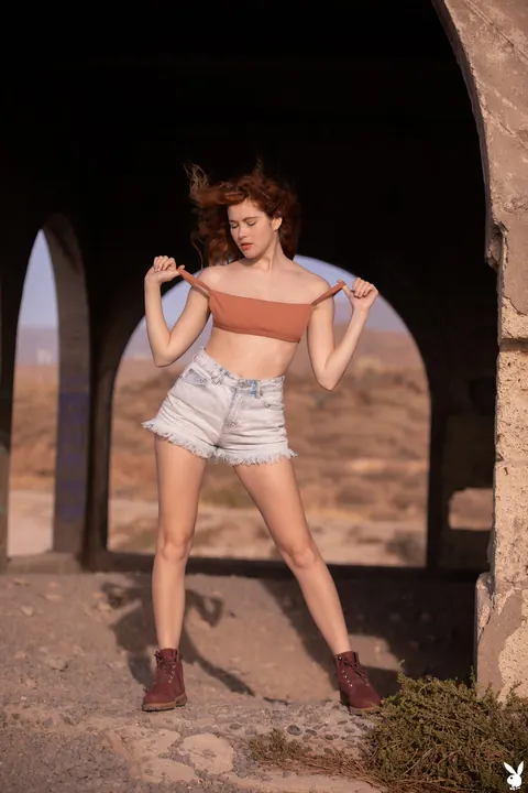 Heidi Romanova: Curly Redhead Strips Out of Her Shorts Outdoors – photo 2 of 20