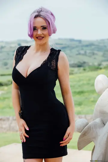 European MILF Strips Out of Her Dress and Stockings Outdoors