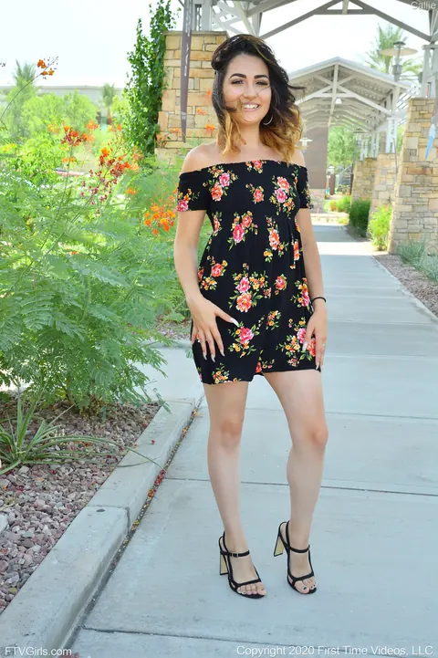 Callie Jacobs: Brunette PAWG Fucks a Dildo Outdoors in a Skirt – photo 1 of 20