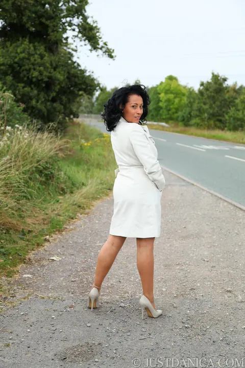Danica Collins: Ebony MILF with Big Tits Shows Off Her Stockings and Heels Outdoors – photo 1 of 20