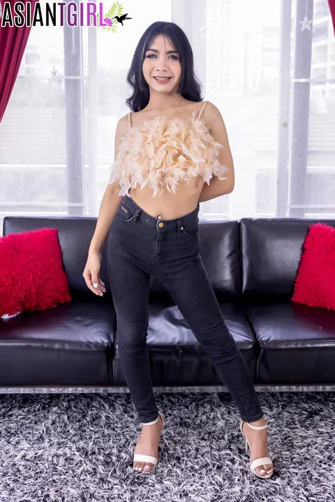 Asian Trans Woman Peels Off Her Jeans and Poses Nude Front and Back – photo 1 of 16