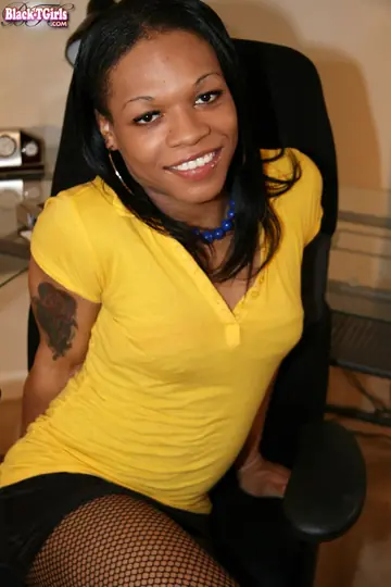 Ebony Trans Woman Strips Nude and Poses Showing Her Cock and Curves