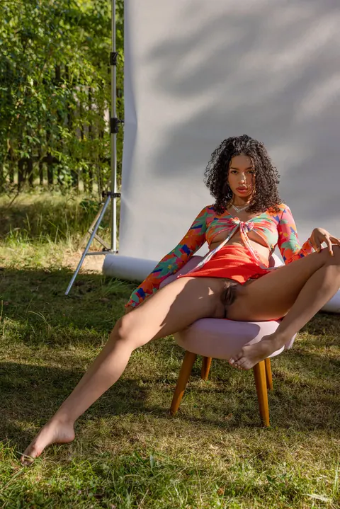 Valery Ponce: Curly Brunette Latina Undresses Outdoors and Spreads Her Pussy – photo 2 of 20