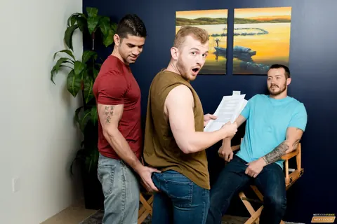 Tattooed Hairy Men Bareback and Finger Each Other's Ass on Folding Chair – photo 6 of 21