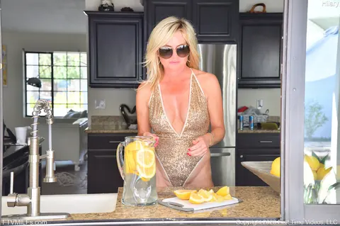 Busty Blonde MILF Masturbates with a Cucumber by the Pool – photo 1 of 15