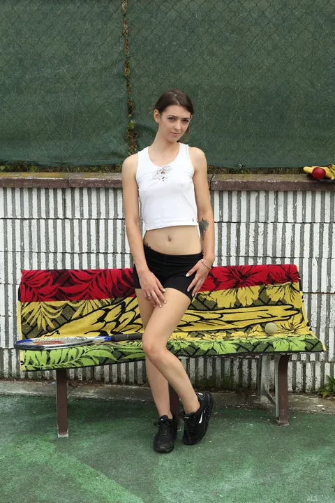 Tera Link: Petite Czech Brunette Strips and Spreads Outdoors – photo 3 of 21