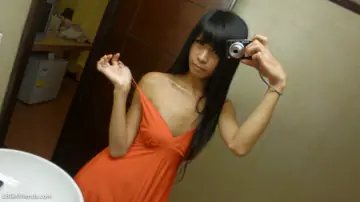Slim Thai Trans Women Undress and Kiss in the Mirror Selfie