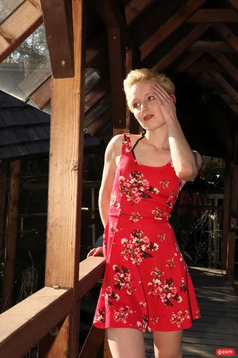 German Short-Haired Woman Sucks Cock Outdoors – photo 6 of 15