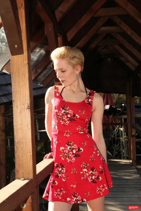 German Short-Haired Woman Sucks Cock Outdoors – photo 5 of 15