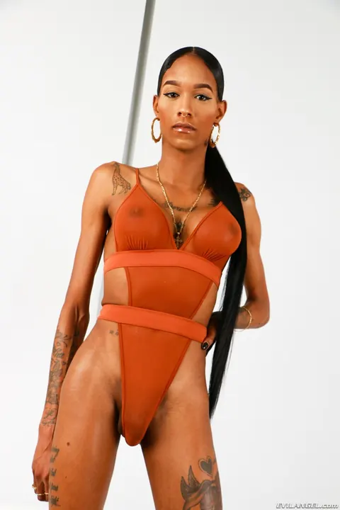 Tall Ebony Trans Woman Masturbates Nude and Grips Her Ass – photo 1 of 19