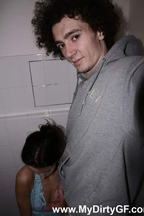 Brunette Kneels for a Blowjob and Handjob – photo 14 of 20