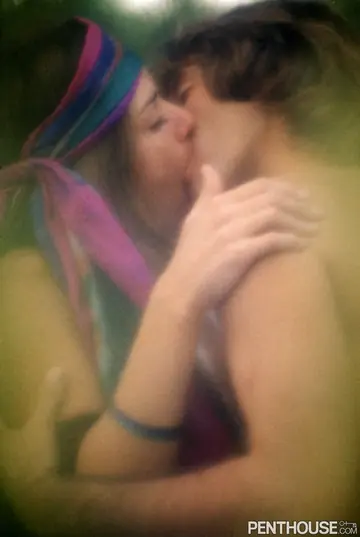 Slim Hairy Brunette Makes Out with Her Partner Outdoors